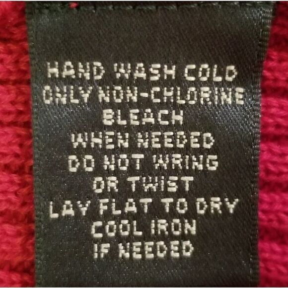 Lauren Ralph Lauren Red 100% Cotton Ribbed Buckle Shawl Collar Cardigan Size S - Picture 8 of 8